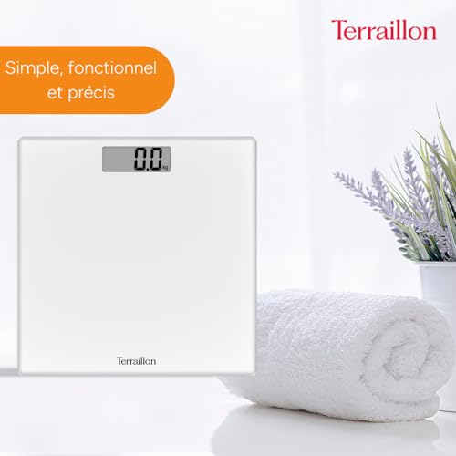 (-19%) Terraillon - TSQUARE Weiß - Kompakt und ultraflach 26cm x 26cm-Glasplatte-Großes LCD-Display-Kapazität 180Kg-Graduierung 100g -Weiß