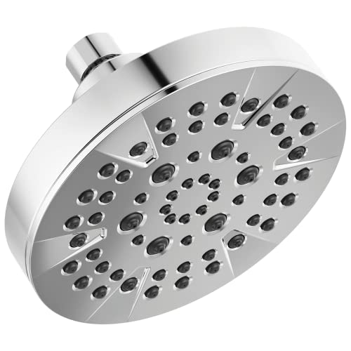 Delta 6-Setting Chrome Shower Head with High Pressure Spray, 6 Inch Round Shower Head, Showerheads, 1.75 GPM Flow Rate, Chrome 52535