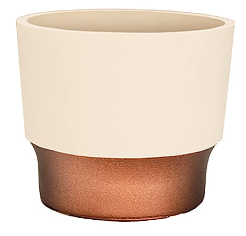 The HC Companies Planter, Vanilla Bisque with Copper Bottom, 7 Inches