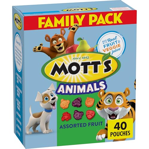 Mott's Fruit Flavored Snacks, Halloween Treats, Animals Assorted Fruit, Gluten Free Snack, Family Pack, 40 Ct, 32 oz