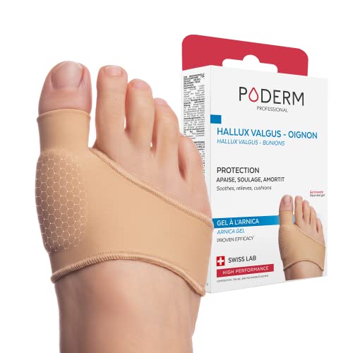PODERM - BUNION/HALLUX VALGUS PROTECTION PATENTED ARNICA GEL - Immediately Cushions and Relieves Pain - Prevents Calluses - 100% Natural Actives - Swiss Lab