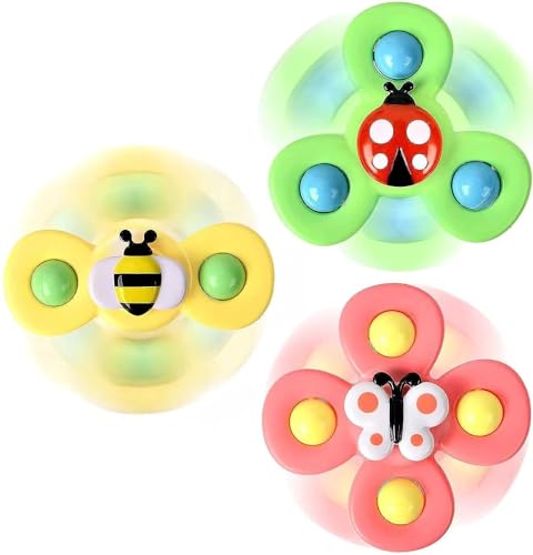 3pcs Suction Cup Spinner Toys For 1 2 Year Old Boys Spinning Toys