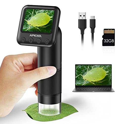 APEXEL Handheld Digital Microscope with 2” LCD Screen, 800X Pocket Portable Microscope...