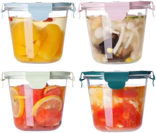 (-41%) S.ROKE TTAN 710ML Glasbehälter Mit Deckel, Vorratsdosen-Set aus Glas für Lebensmittel, Glas Suppe Behälter, Meal prep gläser, Spülmaschinenfest, Mikrowellen & Gefrierschrankgeeignet, BPA-Freie (4-ER)