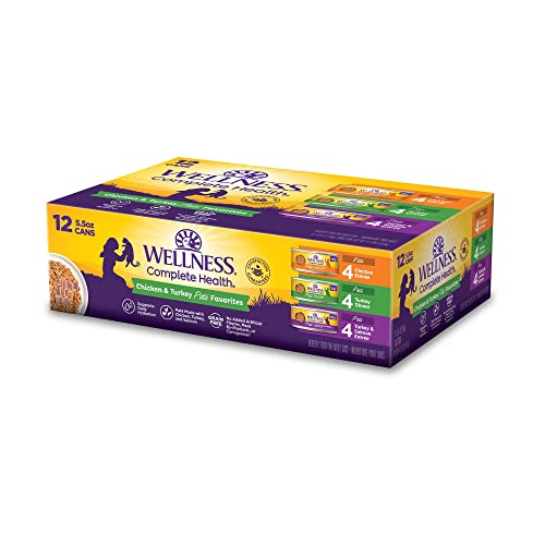 Wellness Complete Health Chicken & Turkey Pate Favorites Variety Pack, 5.5 Ounces Can (Pack of 12)