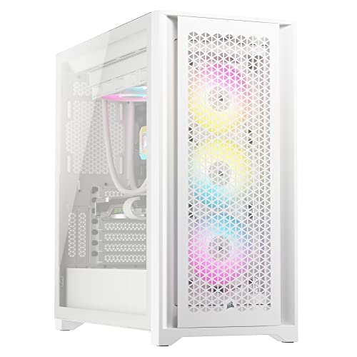 Corsair 5000D Airflow Mid-Tower Case - 3 RGB Fans - Lighting Controller - High-Airflow Design - RapidRoute Cable Management - True White