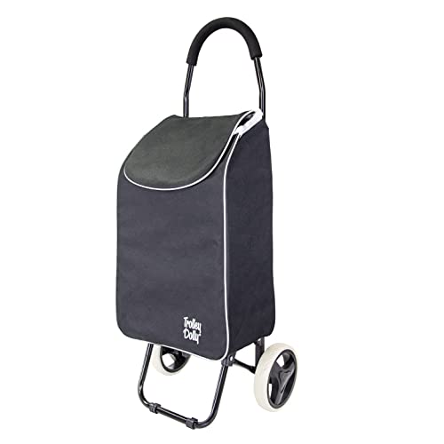 dbest products Trolley Dolly Sport – Foldable Grocery Cart on Wheels – Multi Use Rolling Cart with Removable Bag and Hand Truck Dolly Function, Black
