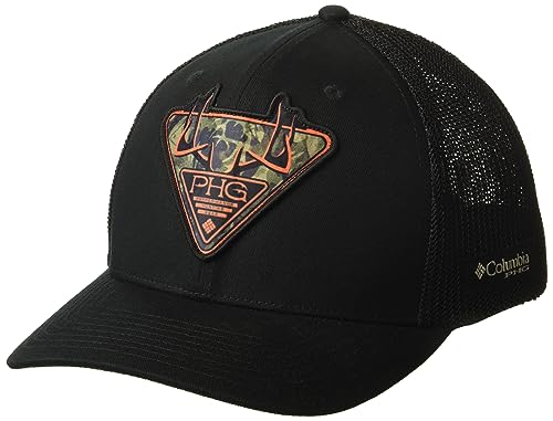 Columbia Unisex PHG Antlers Mesh Ball Cap, Black/Tri-Fill Antlers, L/XL