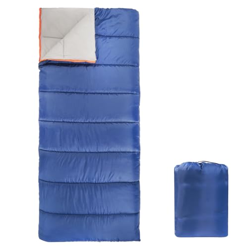 Amazon Basics 30°F Cool Weather Sleeping Bag, 75 Inches x 33 Inches, Blue