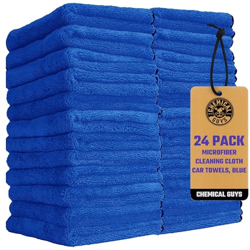 Chemical Guys Professional Grade Premium Microfiber Towels for Cars, Blue, 16" x 16", Ultra-Soft and Scratch-F