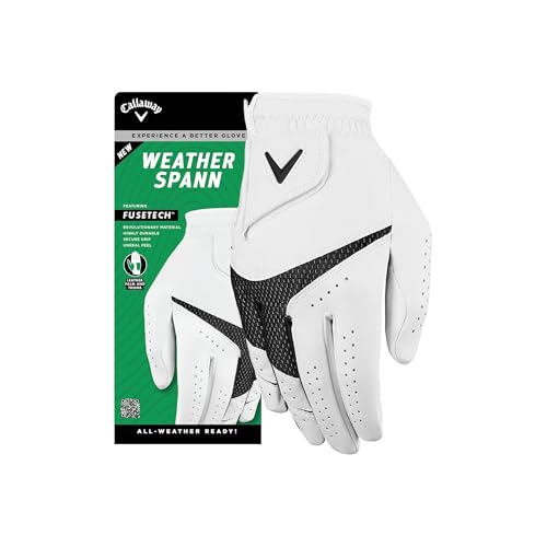 Callaway Golf Weather Spann Glove (Worn on Right Hand,White,Medium/Large,Men's)