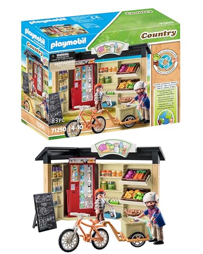 (-40%) PLAYMOBIL Country 71250 24-Stunden-Hofladen, Fahrrad mit Anhänger, Lebensmittelladen für den Bio-Bauernhof, Nachhaltiges Spielzeug für Kinder ab 4 Jahren