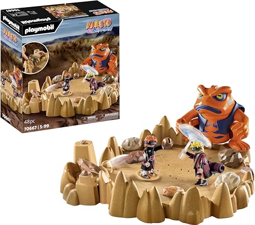 Playmobil 70667 NARUTO SHIPPUDEN Naruto vs. Pain, Exciting battle with crater base plate and giant toad Gamakichi, anime collectors figure, collectable playset suitable for children and fans ages 5+