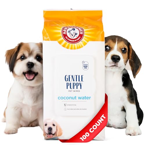 Arm & Hammer Dog Grooming Wipes - Natural Deodorizing Pet Wipe with Coconut - Travel Essential & Supplies for Dogs - Dog Whole Body & Face Cleaning - Odor Eliminator with Baking Soda Power - 100 Count