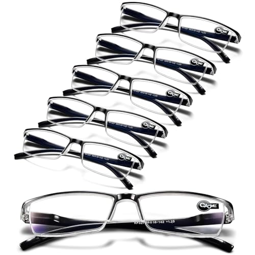 Gaoye 6 pack Executive Style Reading Glasses Men - Durable Readers with 99% Blue Light Blocking - Comfortable Fit with TR90 Frames