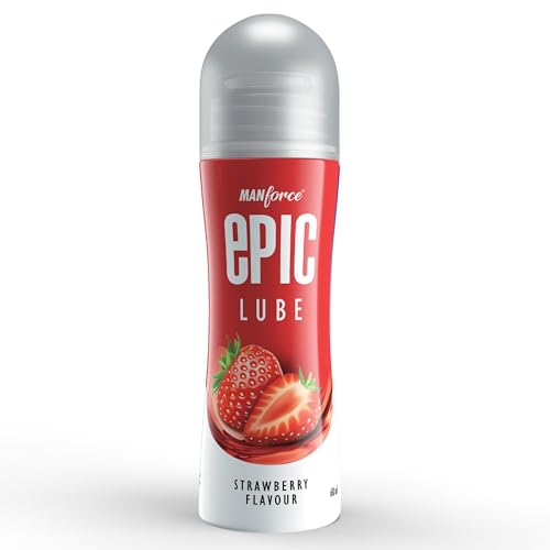 Epic Lube Strawberry Flavoured Lubrication Gel for Men & Women| 60ml| Water-Based Gel| Skin-Friendly| Safe to Use with Condoms