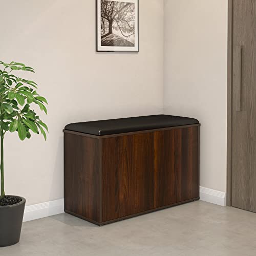 Metro 2 Door Engineered Wood Shoe Rack with Cushioned Seat and 3 Shelves | 3 Year Warranty | Store up to 12 to 15 Shoes | Walnut