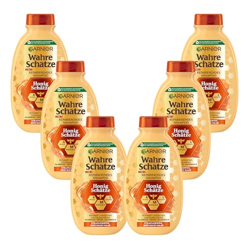 (-31%) Garnier Shampoo gegen brüchiges Haar, Reparierendes Haarshampoo mit Akazienhonig und Bienenwachs, Für mehr Glanz und Geschmeidigkeit, Wahre Schätze Honig, 6 x 250 ml