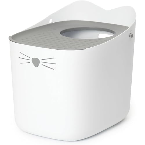 Catit PIXI Top-Entry Litter Box – Modern, Leak-Proof Cat Litter Box with Anti-Tracking Lid, Easy-Clean Design, Seamless & BPA-Free – Reduces Litter Mess, Minimalist Style, Large Space for Cats