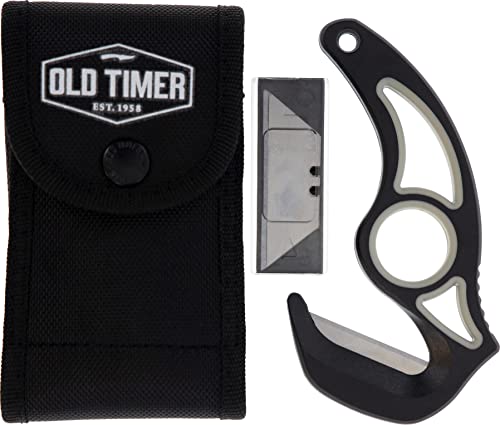 Old Timer Replaceable Blade Gut Hook with Interchangeable Razor Blades, TPE Grip Handle, and Lightweight Construction for Hunting, Skinning, Field Dressing, Meat and Wild Game Processing, and Outdoors