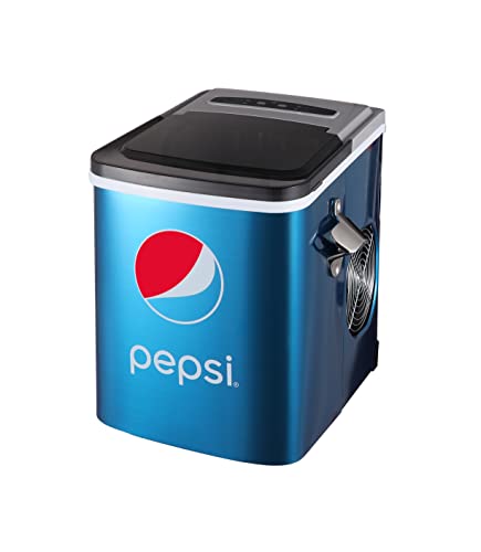 Curtis Pepsi 26 Lbs Stainless Steel Ice Maker Built in Bottle Opener Blue ICE147PEPSilonn Ice Maker Countertop, Portabl