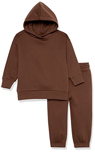 Amazon Essentials Unisex Toddlers' Modern Sweat Set, Pack of 2, Deep Brown, 2T