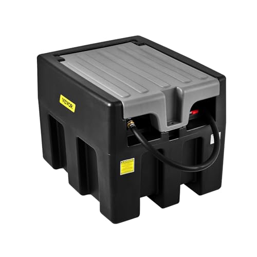 VEVOR Portable Diesel Tank, 58 Gallon Capacity & 10 GPM Flow Rate, Portable Fuel Tank with 12V Electric Transfer Pump and 13.1ft Rubber Hose, PE Diesel Transfer Tank for Easy Fuel Transportation Black