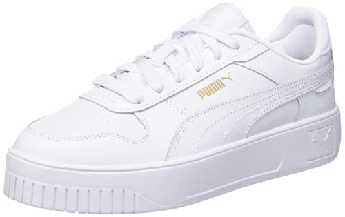 PUMA Women's CARINA STREET Sneaker, PUMA White-PUMA White-PUMA Gold, 8