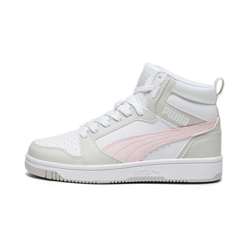 (-48%) Puma Unisex Kinder Rebound V6 Mid Jr Sneaker, Puma White Frosty Pink Sedate Gray, 38.5 EU