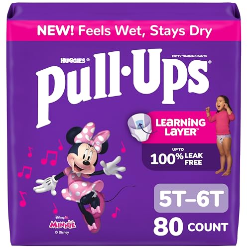 Pull-Ups Girls' Potty Training Pants, Size 5T-6T Training Underwear (46+ lbs), 80 Count (2 Packs of 40)