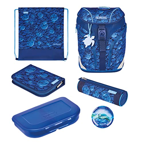 (-37%) Herlitz Schulranzen Set 7-teilig GREENline Deep Sea 18L Blau