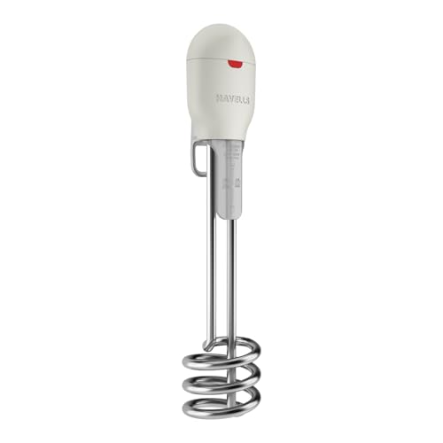 Havells Plastic Zeta 1000 Watt Immersion Heater | ISI Mark Heavy Duty 3 Pin Moulded Plug, Touch Protection Cover |Waterproof, Heating Indicator, Nicke