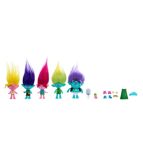 Mattel DreamWorks Trolls Band Together Toys, Best of Friends Pack with 5 Small Dolls & 2 Character Figures, Includes Queen Poppy Doll (Amazon Exclusive)