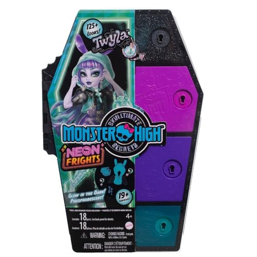 Monster High Skulltimate Secrets Neon Frights Doll & Accessories, Twyla with Dress-Up Locker & 19+ Surprises
