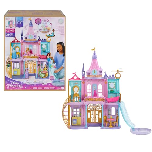 Mattel Disney Princess Toys, Ultimate Castle 4 Ft Tall with Lights & Sounds, 3 Levels, 10 Play Areas and 25+ Furniture &