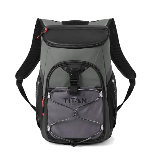 Titan by Arctic Zone Deep Freeze Backpack Cooler - 24 Can Cooler Bag Insulation, Sharkskin Gray