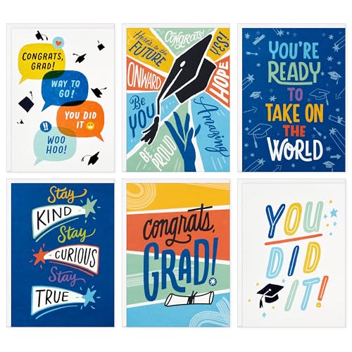 Hallmark Graduation Cards Bulk Assortment, Here's to the Future (36 Cards and Envelopes, 6 Designs)