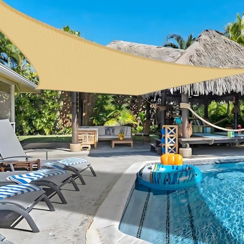 COOLBOYS 16&#x27;x 20&#x27; Sun Shade Sail Sand Rectangle UV Block Outdoor Shade Canopy Sunshade for Patio Lawn Garden C