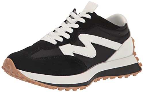 Steve Madden Women's Campo Sneaker, Black/White, 9