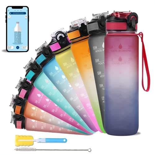 SOLARA Sipper Water Bottle 1 Litre, Leakproof, BPA-Free & Durable Tritan, Water Bottle for Adults, Gym, Kids, School, Gifts & Office, Motivational Tim
