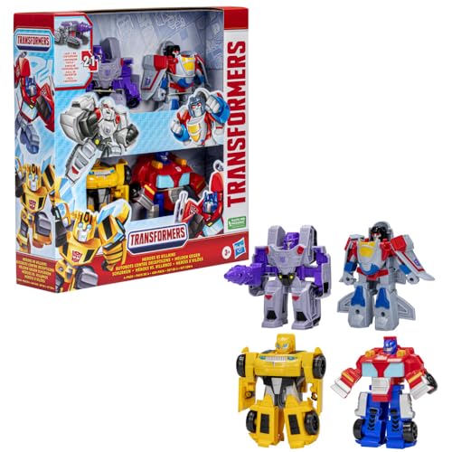 Transformers Toys Heroes vs Villains 4-Pack, Autobot and Decepticon 4.5-Inch Action Figures, Preschool Robot Toys for Kids Ages 3 and Up (Amazon Exclusive)