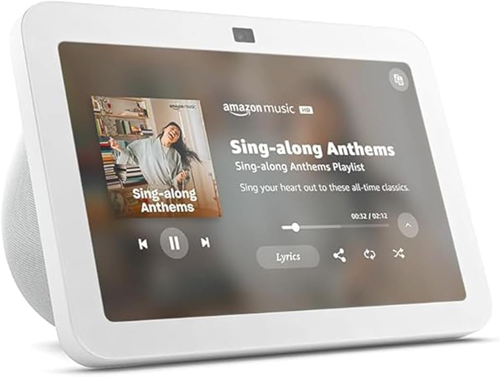 Amazon Echo Show 8, With Spatial Audio, Smart Home Hub, ideal for open living spaces, includes Alexa, Glacier White