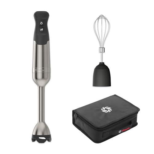 Vitamix 5-Speed Immersion Blender 3-Piece Bundle, 625-Watt Motor, One-Handed Operation, 5 ft cord, includes Whisk Attachment & Storage Case, Stainless Steel/Black