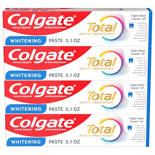 Colgate Total Whitening Toothpaste Paste 5.1oz 4 Pack with Fluoride