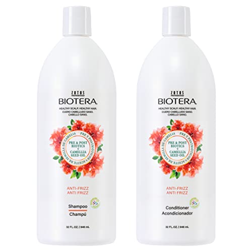 Biotera Anti Frizz Smoothing Shampoo and Conditioner Set | Smooths & Controls Frizzy, Unruly Hair | Microbiome Friendly | Vegan & Animal Test Free | Paraben Free | Color-Safe | 32 Fl Oz