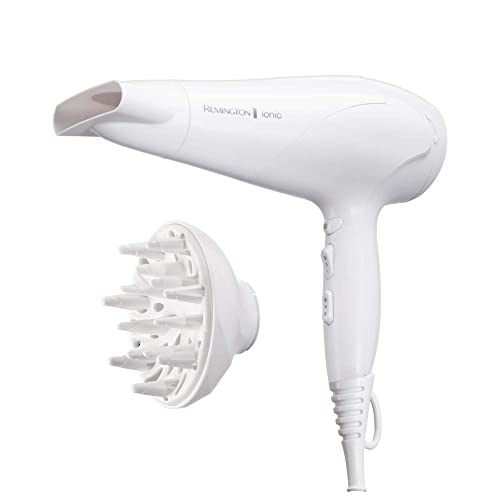 🔥 STARKER PREIS (-40%) Remington Haartrockner Ionen [leicht, Diffusor & Stylingdüse] weiß (2200W, Keramik-Ionen: schonendes Styling & gleichmäßige Wärmeverteilung, 3 Heiz- & 2 separate Gebläsestufen + Abkühlstufe) D3199
