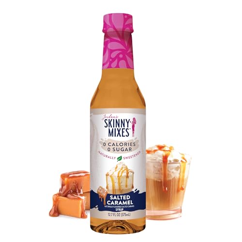 Jordan's Skinny Mixes Syrups Salted Caramel Naturally Sweetened, 0 calorie, 0 Sugar, No Artificial Flavors 12.7 Fl Oz