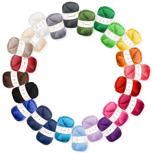 Soft Acrylic Yarn for Crocheting - 2400 Yards Crochet Yarn for Crocheting, Amigurumi Yarns for Knitting, Bulk, Perfect for Crafts, Crochet Amigurumi, and Knitting - 24 Pack x 50g