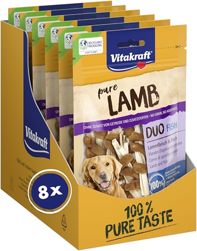 🔥 STARKER PREIS (-43%) Vitakraft Pure Lamb Duo Fish, Hundeleckerli, Lammfleisch und Fisch, Hunde Trainingsleckerli, ohne Zusatz von Zucker (8X 80g)
