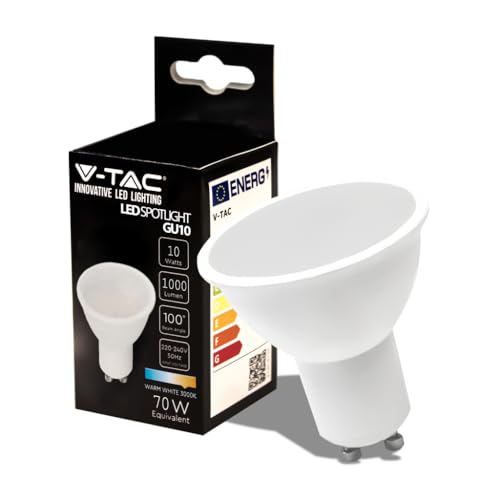 ⚡ BLITZDEAL (-84%) V-TAC 10W GU10 LED-Strahler, 3000K Warmweiß, 1000 Lumen, IP20, 100° Abstrahlwinkel, Energieeffizient, Kunststoffgehäuse, 20.000 Stunden Lebensdauer